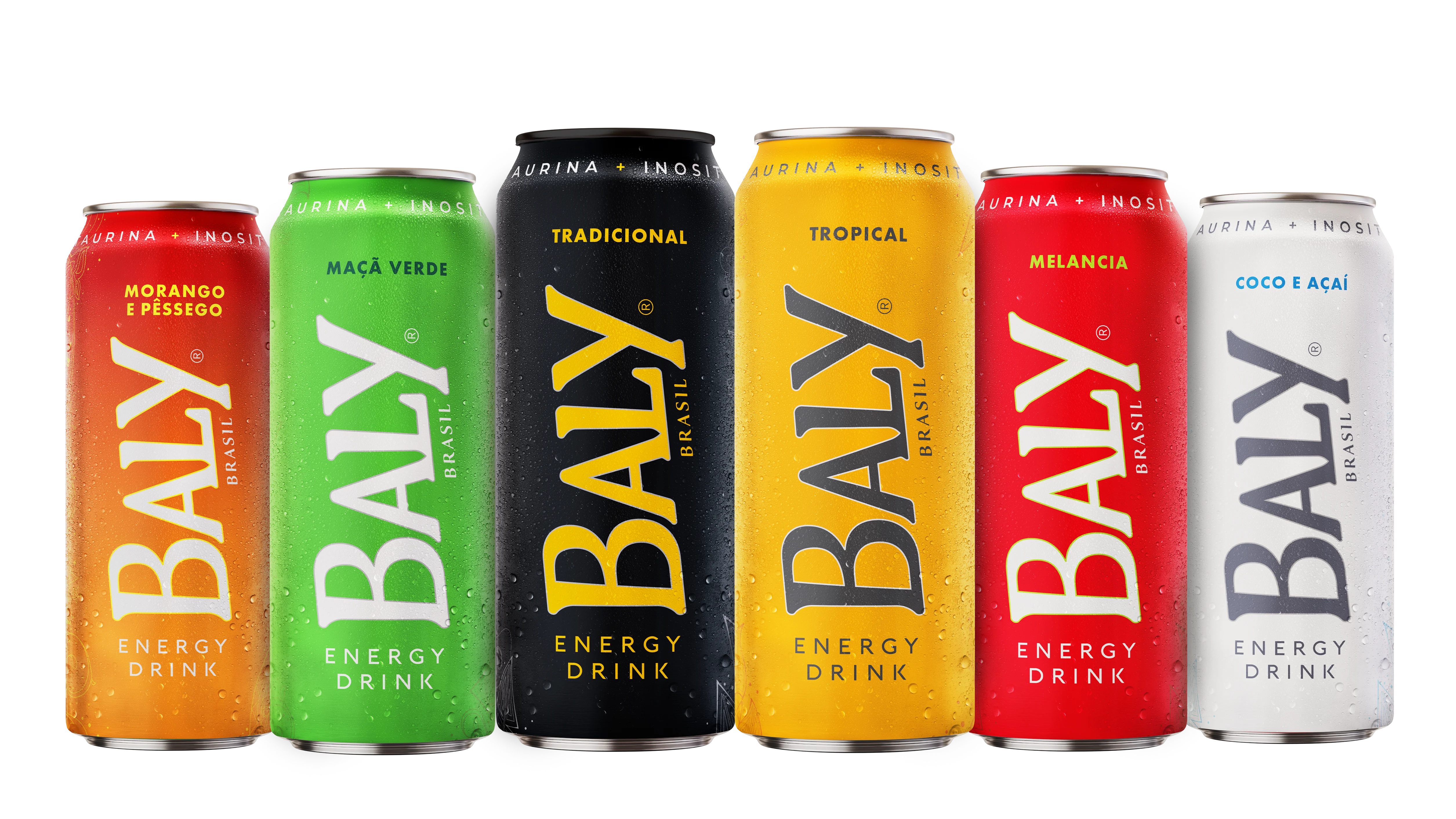 Variedad de latas de Baly Energy Drink